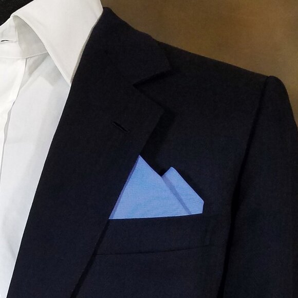 New - Periwinkle Blue Cotton Pre-Folded Pocket Square Handkerchief Insert - Picture 1 of 6